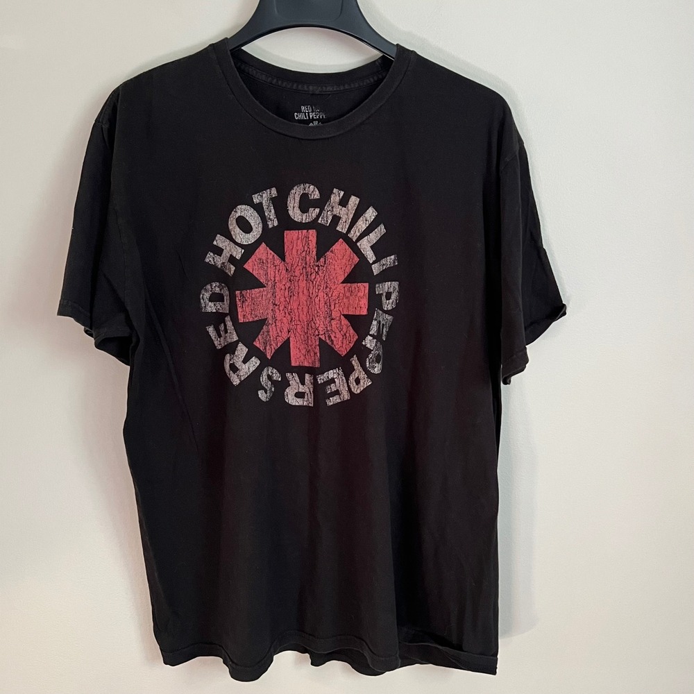 Red Hot Chili Peppers Asterisk Logo Graphic T-Shirt Mens XL Black Band Tee